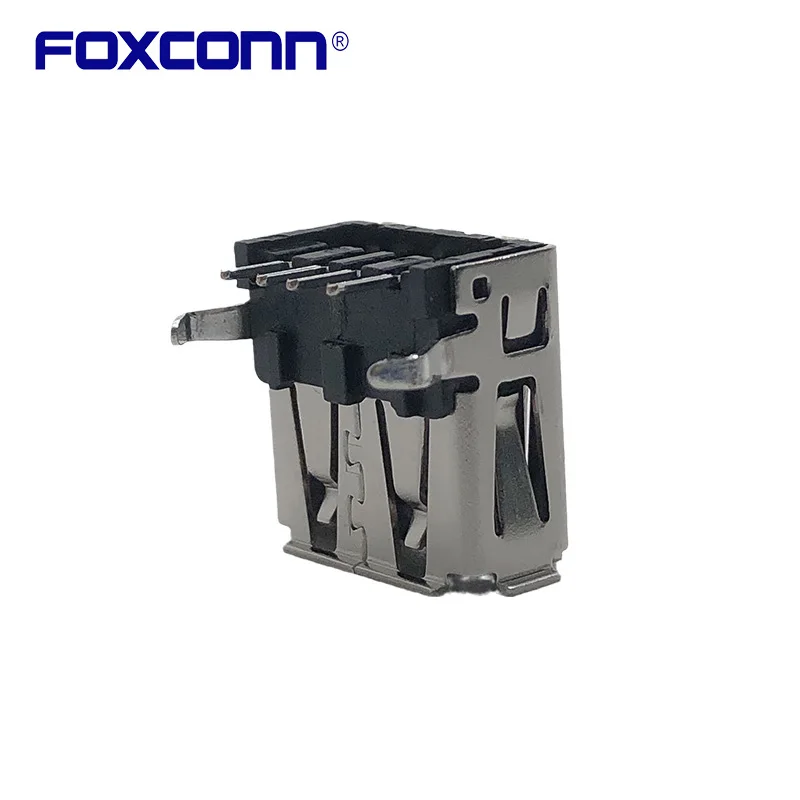 Foxconn UB11123-4K5-4F Single Layer Flanging USB2.0 A-type Matrixes 90 Degree Black Glue