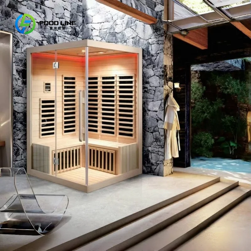 

Customized Fashion Sauna Room Indoor Wooden Sauna Room for 2 People with Far Infrared Carbon Heater With Canadian Hemlock Wood