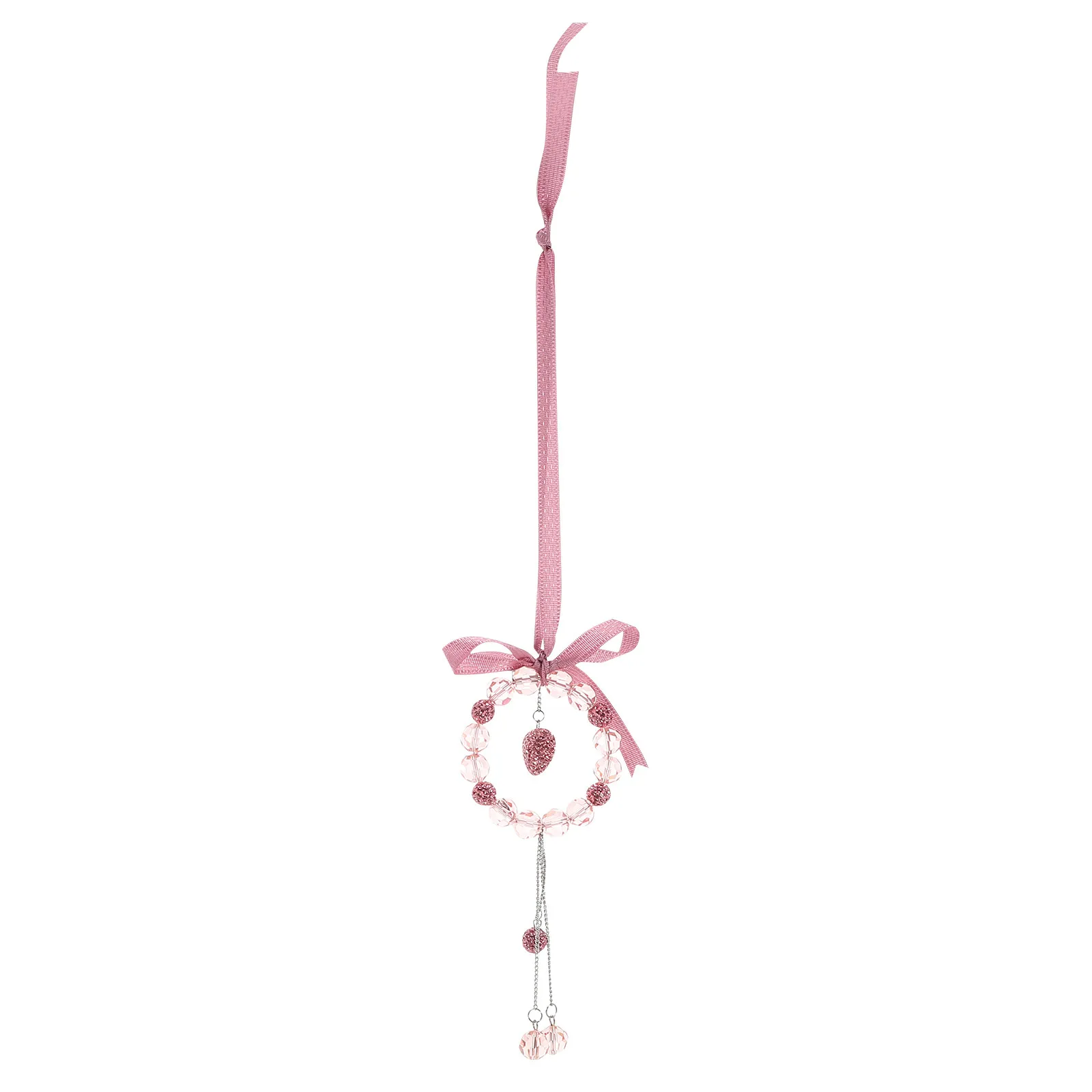 

Милый автомобильный аксессуар для девочек: подвеска на зеркало заднего вида с кристаллическим сердцем и бантом, украшение для интерьера автомобиля