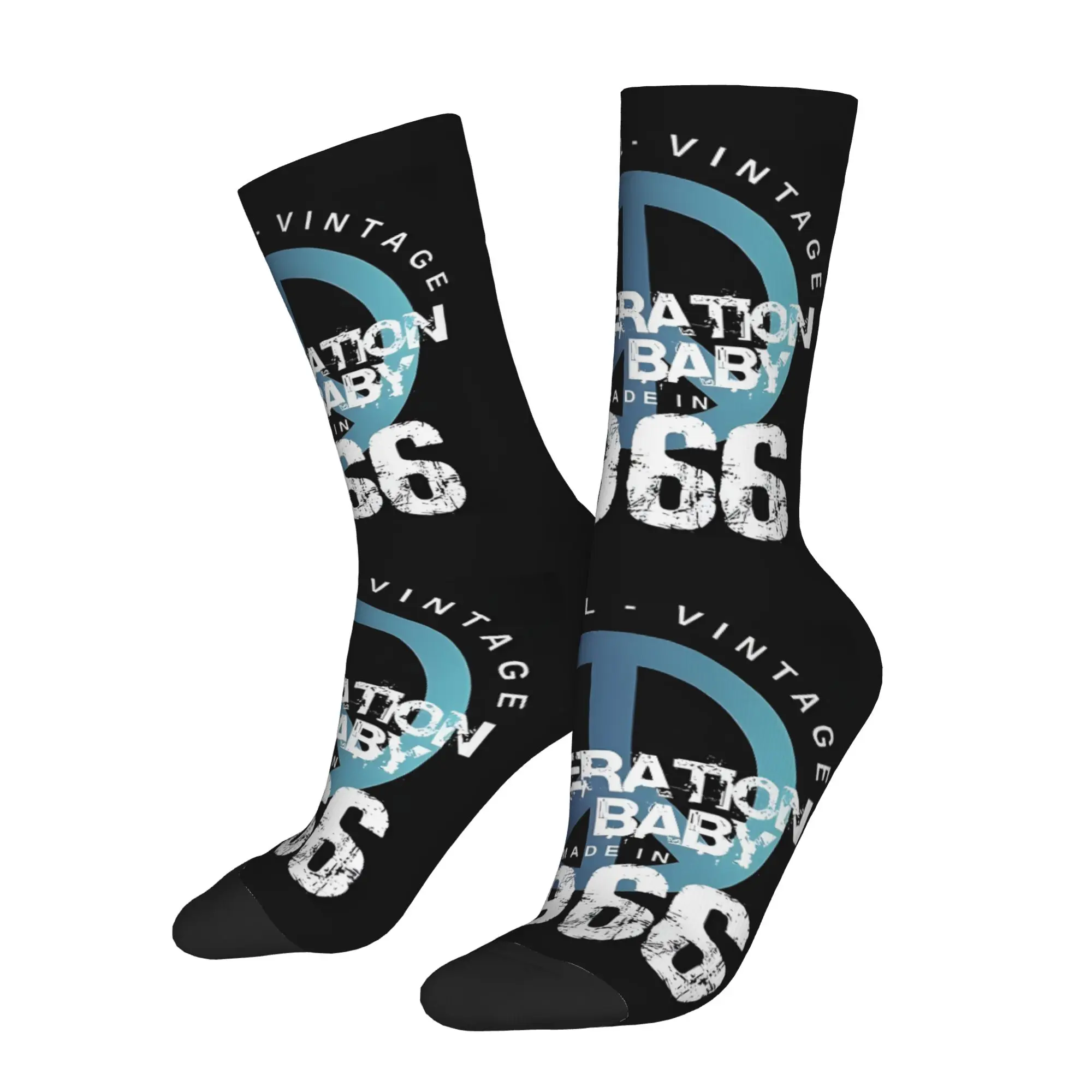Funny Sock 60 Years 1966 Birthday My Year  My Generation Baby! Rock Seamless Pattern Printed Men Crew Socks Novelty Men's Socks