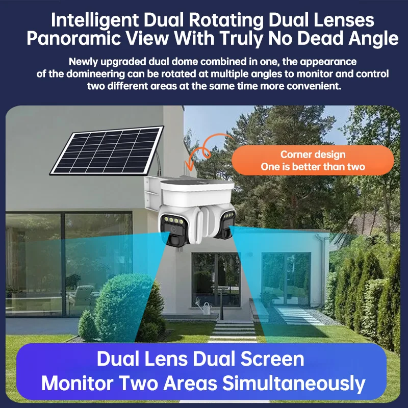 Rscamtom Solar Surveillance  360 Panoramic Surround View Human Detection Color Night Vision 4G Solar
