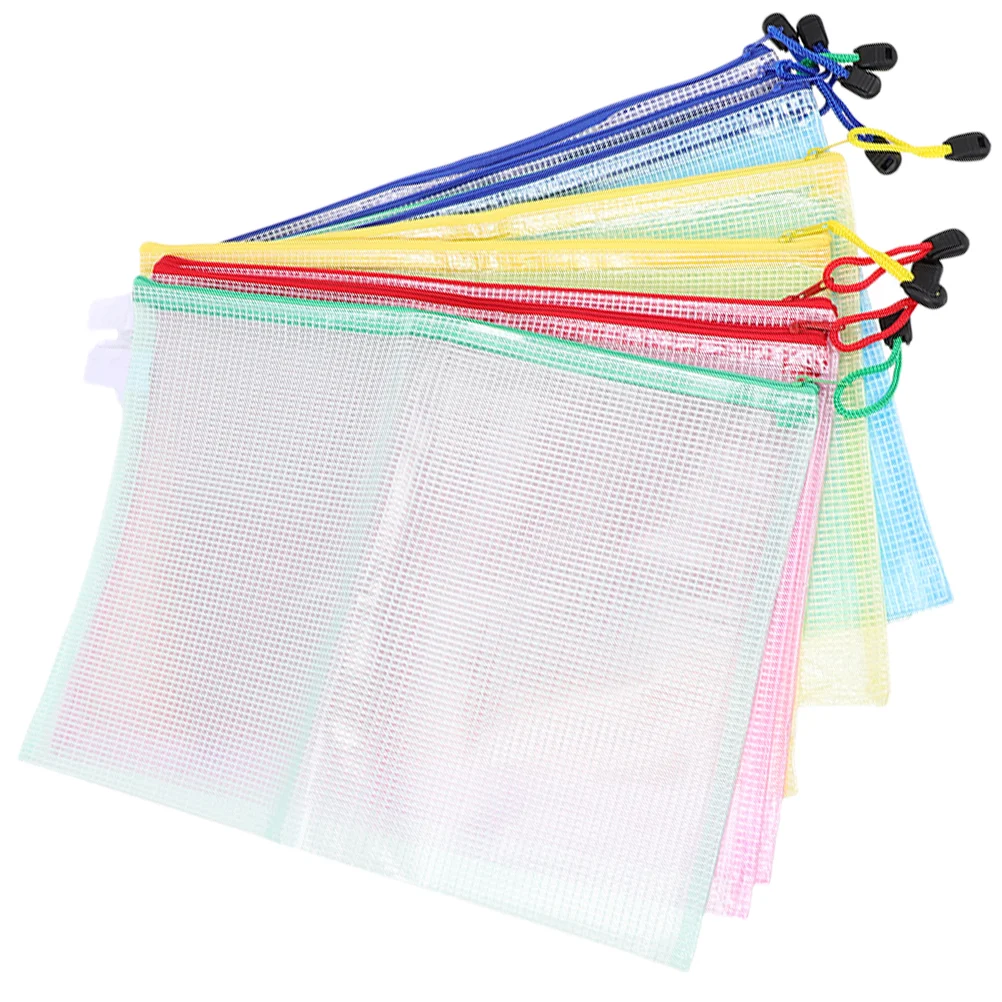 Transparent Pvc Mesh Waterproof Zipper Bag A5 File Storage Test Paper Document 20pcs Pouches Bags Office Holder