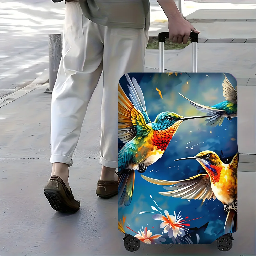 

1-Piece Floral and Bird Pattern luggage cover for luggage sizes 18-32 inches; dust and elastic travel accessories to effectiv