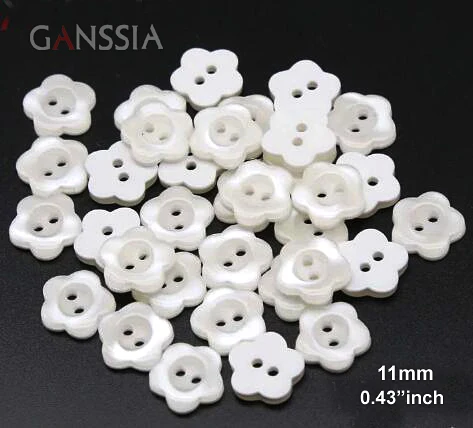 50pcs/lot Size:11-15mm High Quality Shirt Buttons Pearl White Flower Shape Button 2 Holes Decoration Sewing Accessories(ss-1440)