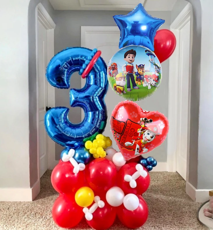 Cartoon Paw Patrol Hund Ballon Geburtstag Dekoration Anzahl Aluminium Latex Ballons Set Kinder Party Supplies Geschenk Bevorzugung Dekor