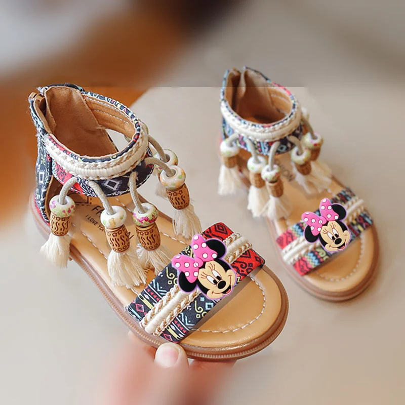 

Toddler shoes Disney minnie first walkers Mickey Mouse Summer Soft Sole Baby Slipper New Girl Beach Shoes kids fashion Sandals