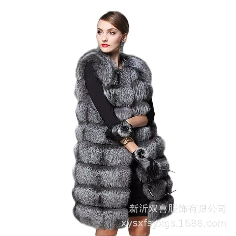 Sleeveless Jacket for Women, Fox Fur Vest, Short, Artificial, Oversized, Warm, Female Coat, Winter