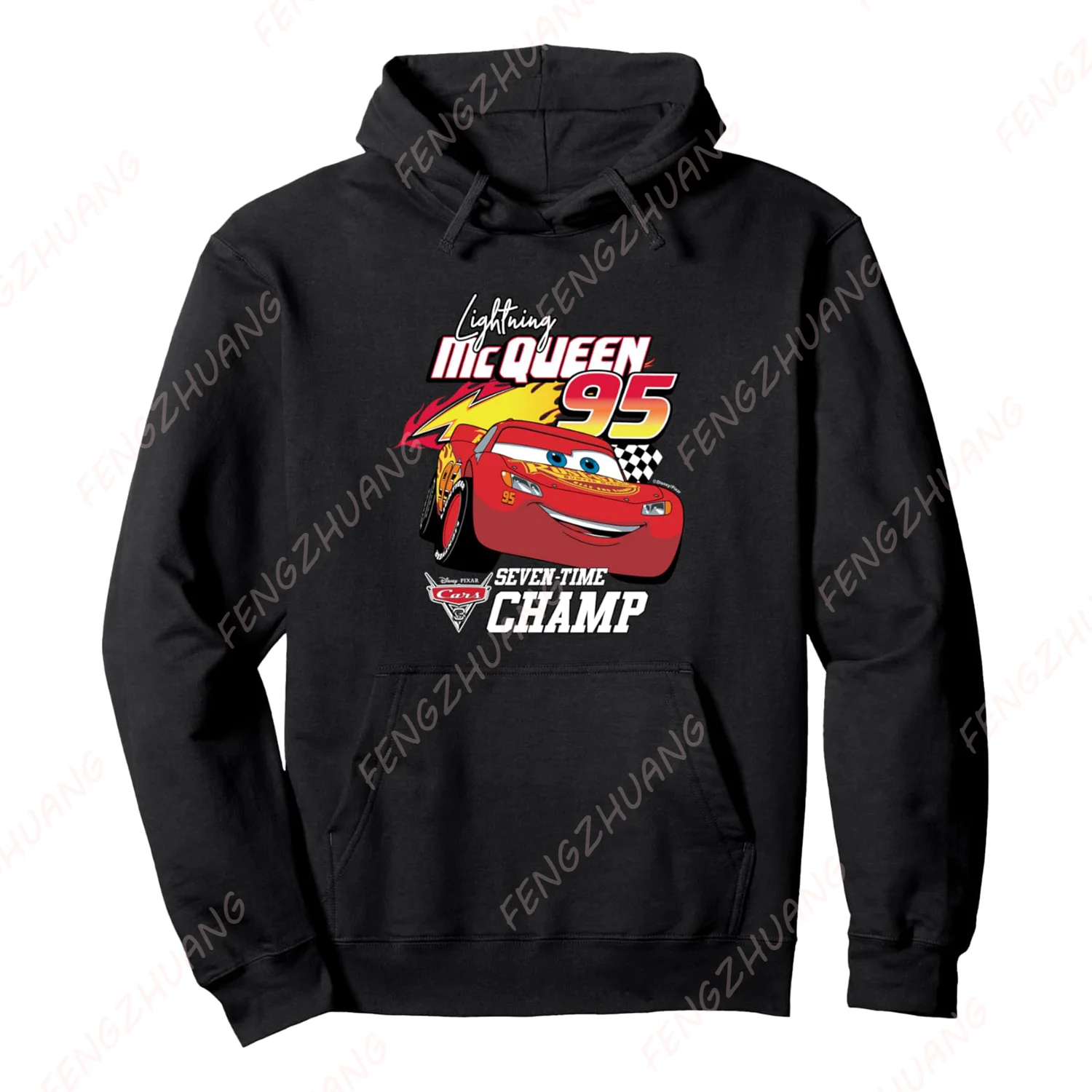 Disney Pixar - Lightning McQueen 95 Pullover Hoodie Oversized Long Sleeve Hoodie Unisex Loose Casual Hoodie Pullover Sportwear