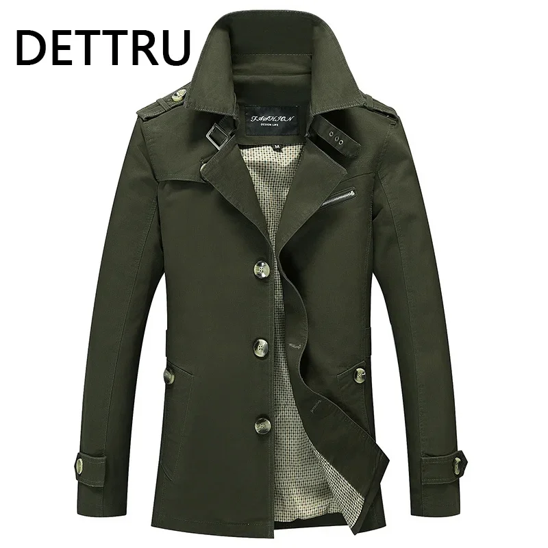 Oversized Trench Coat Men WindBreaker Oversized Solid Purer Cotton Casual Jacket Men Clothing Pull Homme Outerwear Coats 5XL