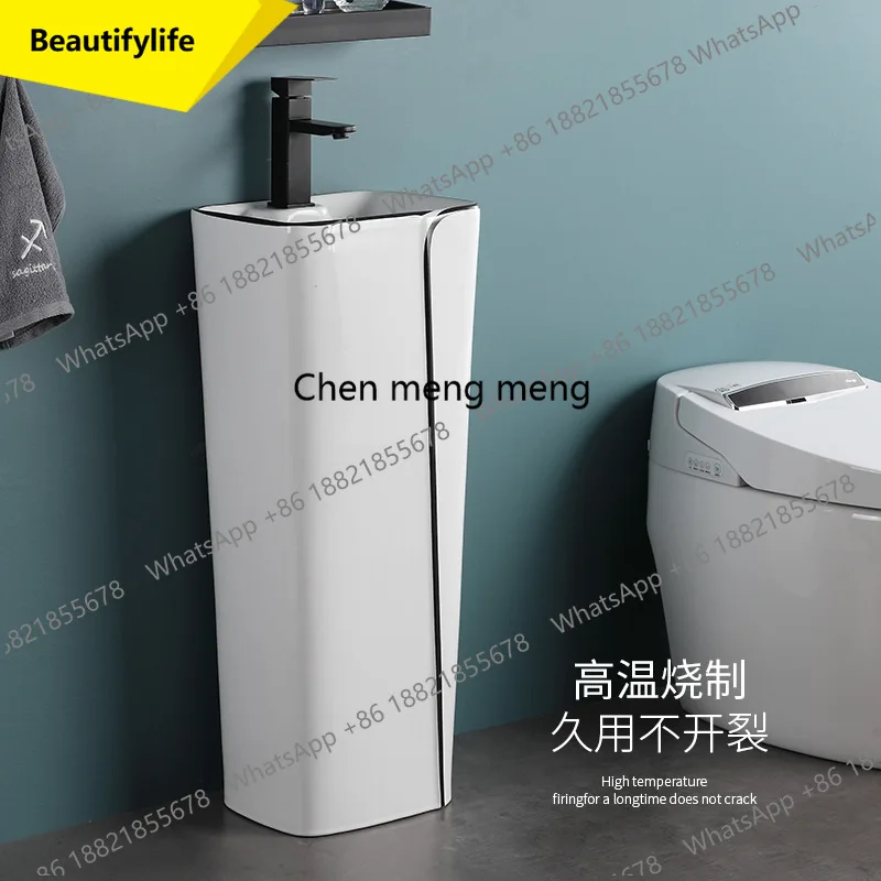 

A13 Керамическая цельная раковина-колонна в Пномпене в скандинавском стиле от пола до потолка, умывальник с черным краем, встроенное лицо небольшого размера