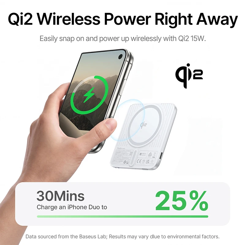 Qi2 15W Magnetic Power Bank 5000mAh 25W USB-C for iPhone