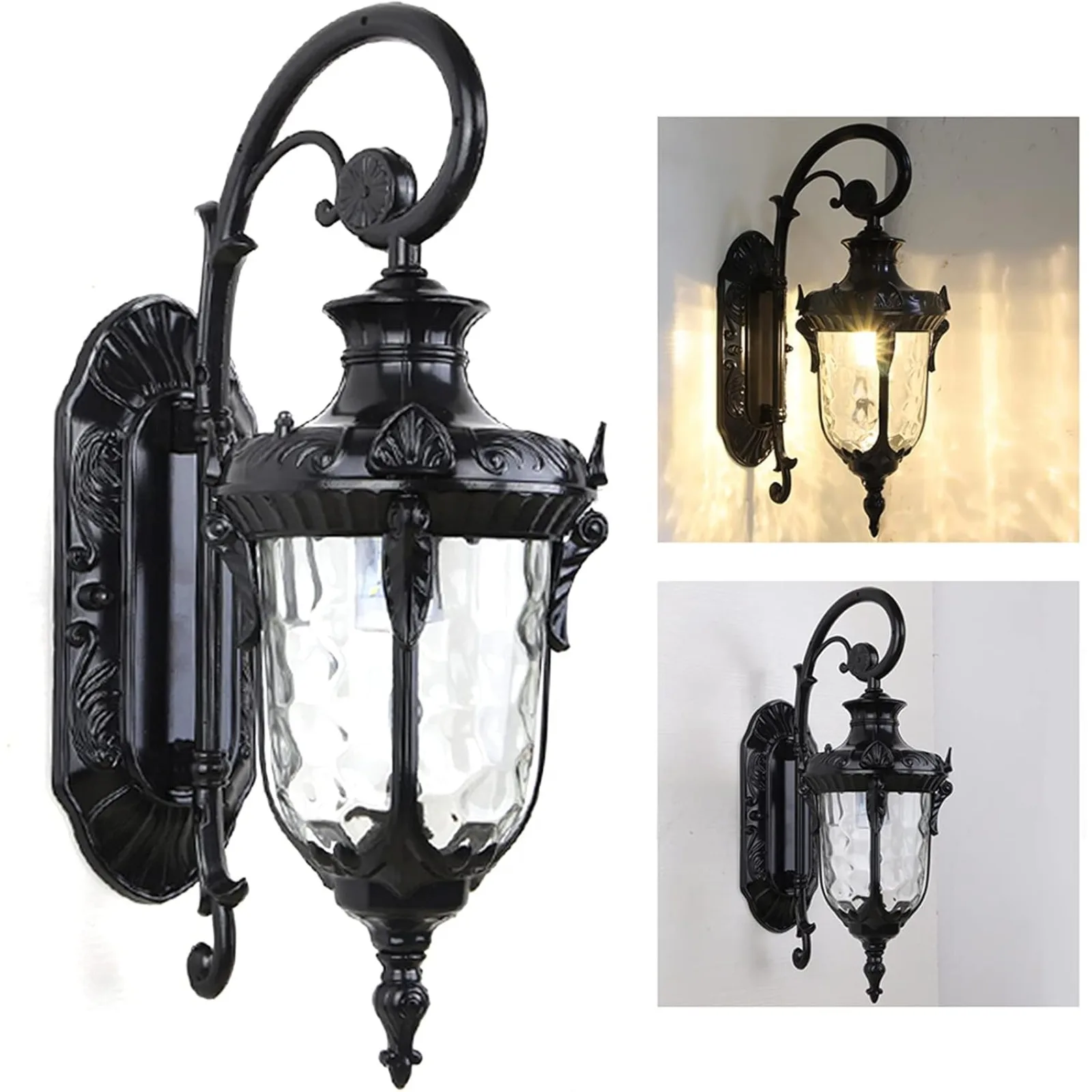 

Waterproof Sconce Porch Lamp Wall Mount with Glass Shade Porch Lights Outdoor Wall Light Fixture Black for Outdoor/Indoor Home