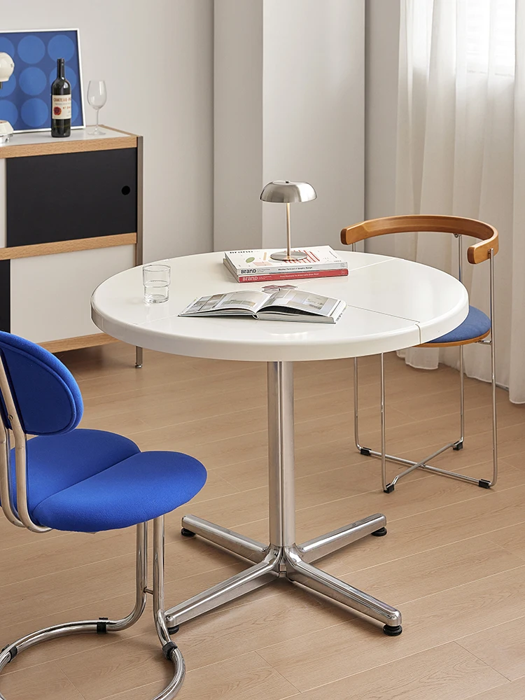 

Foldable multifunctional round table semi-round dining table household small apartment coffee table