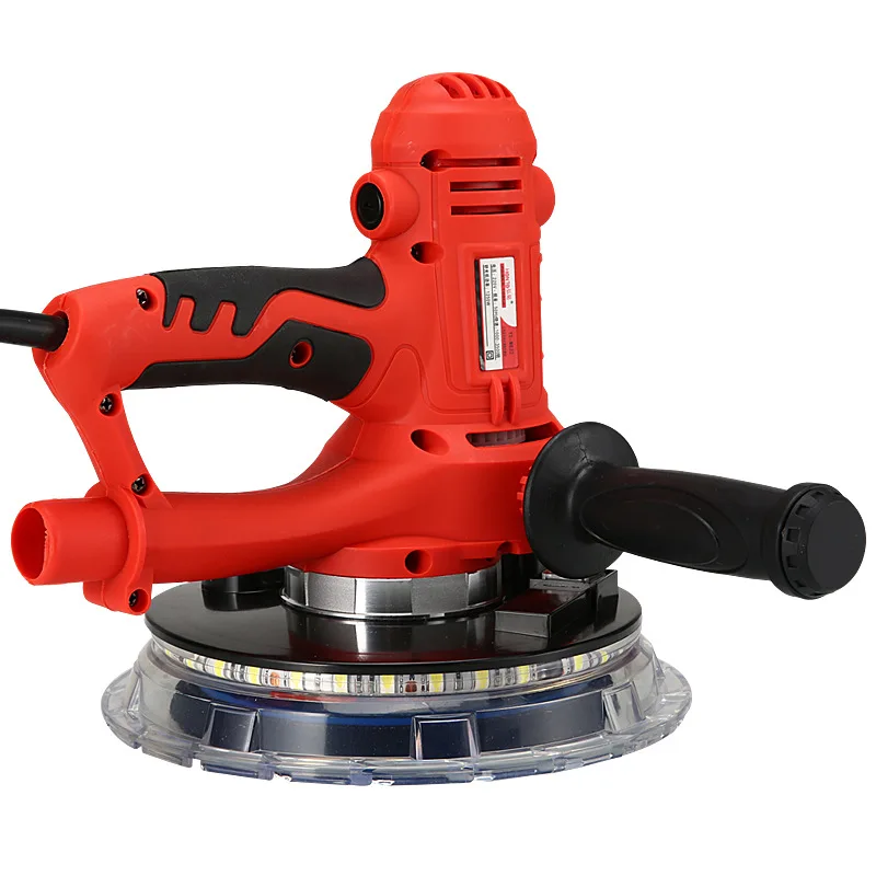 1250W DIY Variable Speed LED Strip Light Dust-free Wall Sander Portable Putty Grinding Machine 180mm Electric Drywall Sander