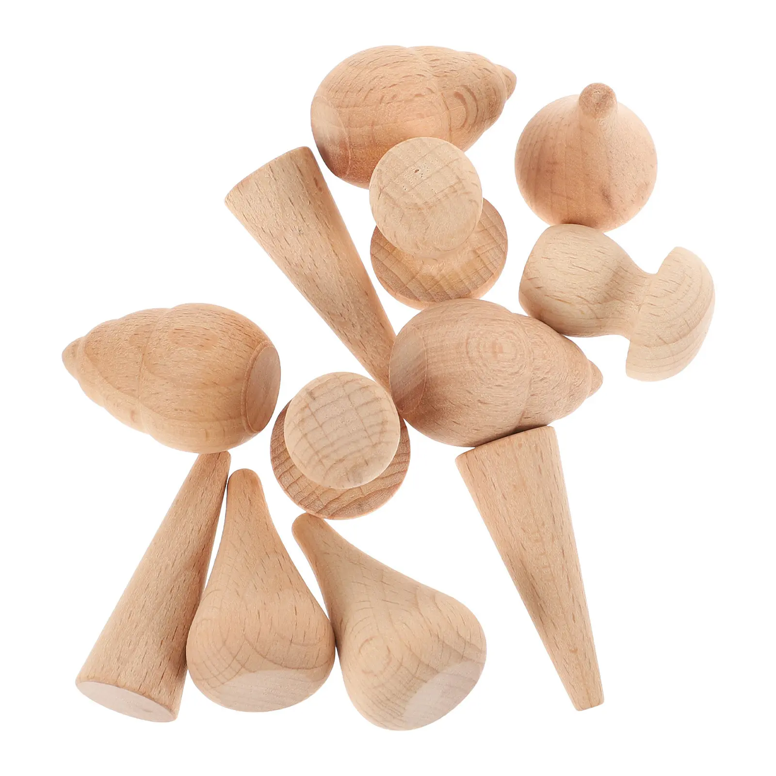 

12Pcs Unfinished Wooden Craft Adornments for Kids DIY Painting Graffiti Creative Drawing Educational Plaything Wooden Sculpture