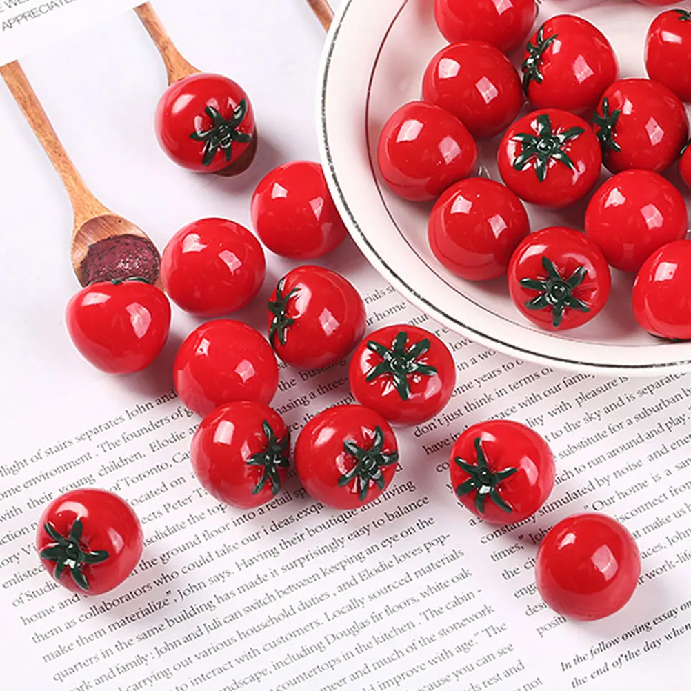 

10pcs Simulation Tomatoes Mini Artificial Fruits Realistic Decorations for House Office Living Room Market Party Layout