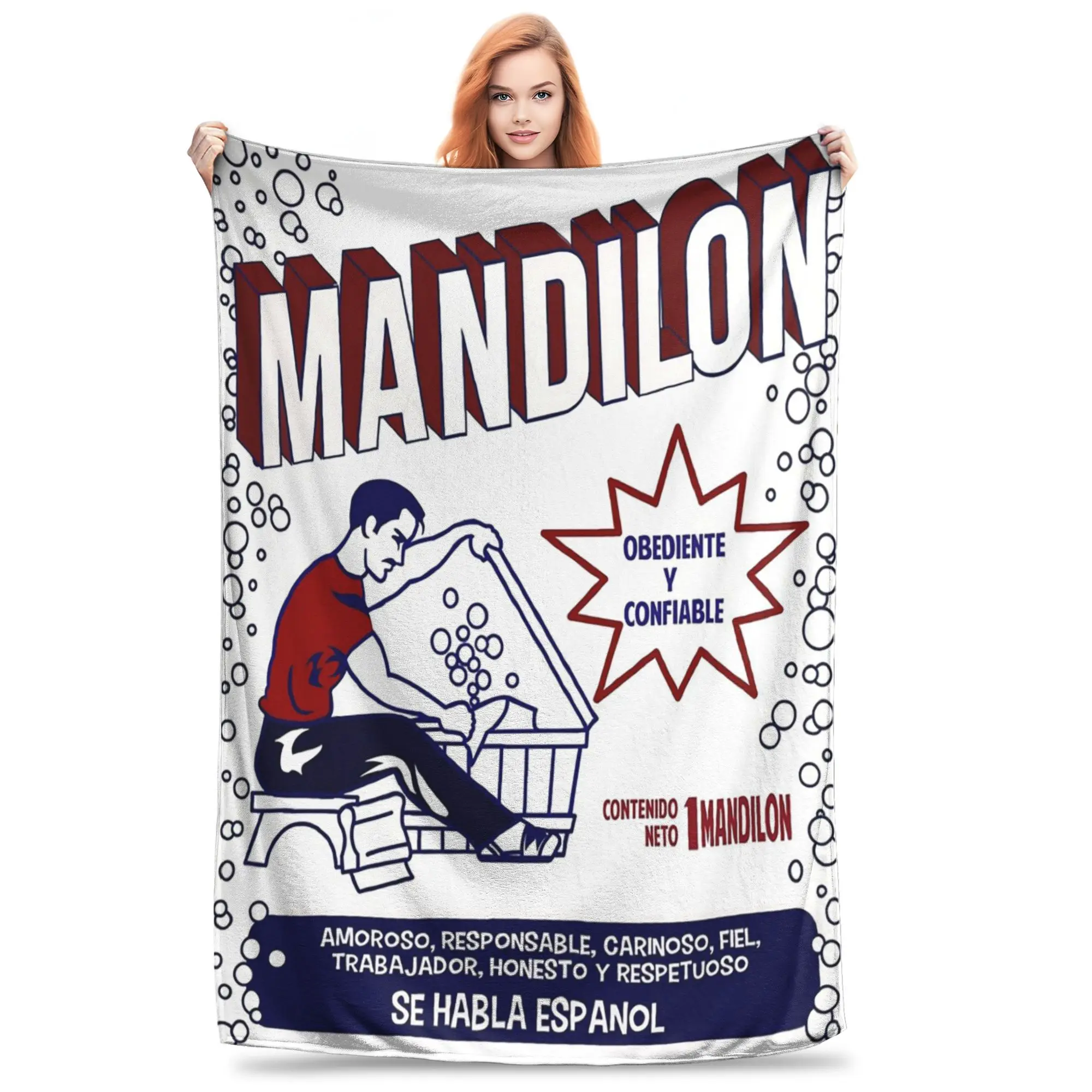 

El Mandilon Funny Mexican Dad Blanket Soft Warm Flannel Throw Blanket Bedspread for Bed Living room Picnic Travel Home Couch