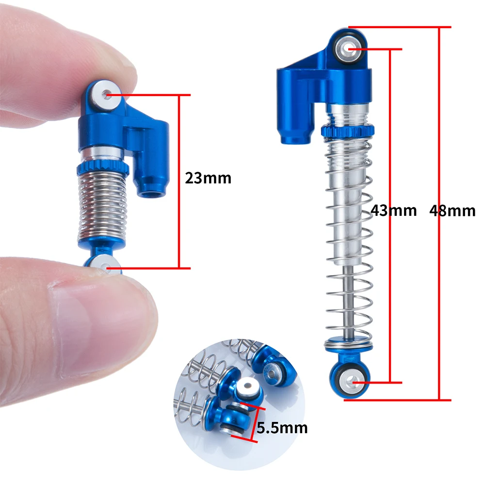 AXSPEED 4 PCS Amortecedor Piggyback Amortecedor com Mola para Axial SCX24 90081 001 002 004 005 006 1/24 RC Crawler Peças de atualização