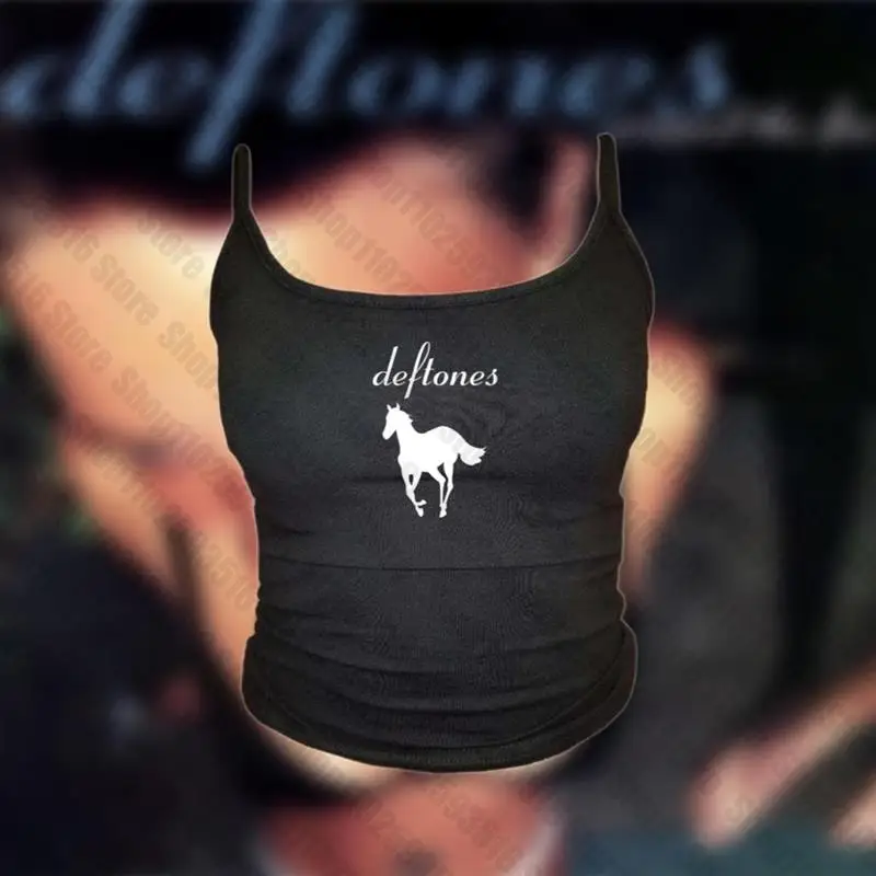 Aesthetic Letter horse Y2K style Crop Top T-shirt Short Sleevle Vest Tees Harajuku Streetwear Suspenders Women Clothes shirt emo