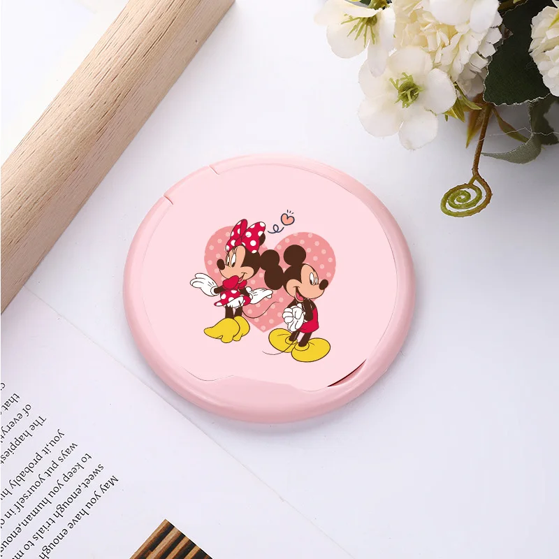 مرآة مكياج صغيرة مستديرة قابلة للطي من ديزني ميكي ميني، مرآة جيب لطيفة للسفر، مرآة على شكل قلب للنساء مع مشط هدية عيد ميلاد #2