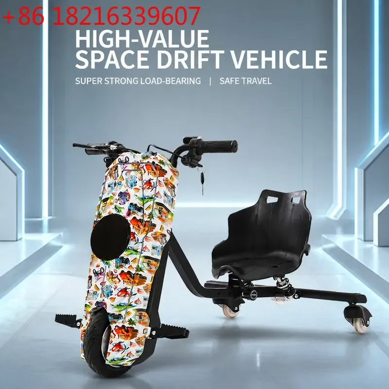 Electric Three Wheel Drift Scooter with Flashing LED Lights Big Wheels Outdoor Riding Tail Flick Car for Kids and Adults
