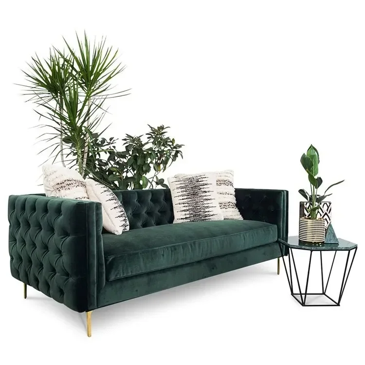 

Современный диван для гостиной из бархатной ткани, 3-местный диван Честерфилд