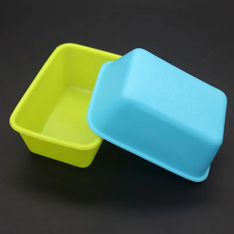 10 Pieces Rectangle Silicone Small Loaf Pan Silicone Muffin Baking Cups Cupcake Mold
