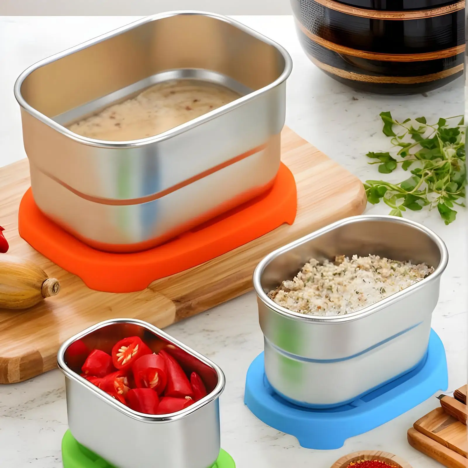 

Stainless Steel Snack Containers 8 Oz Leak Proof Food Storage Containers with Silicone Lids 6 Piece Lunch Supplies Storage