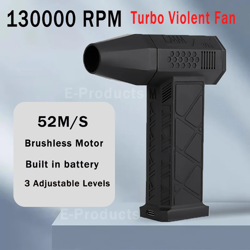 Mini Turbo Jet Fan 130000RPM Wind Speed 52m/s Brushless Motor Handheld Duct Fan High-Performance Cyclone Turbine Electric Blower