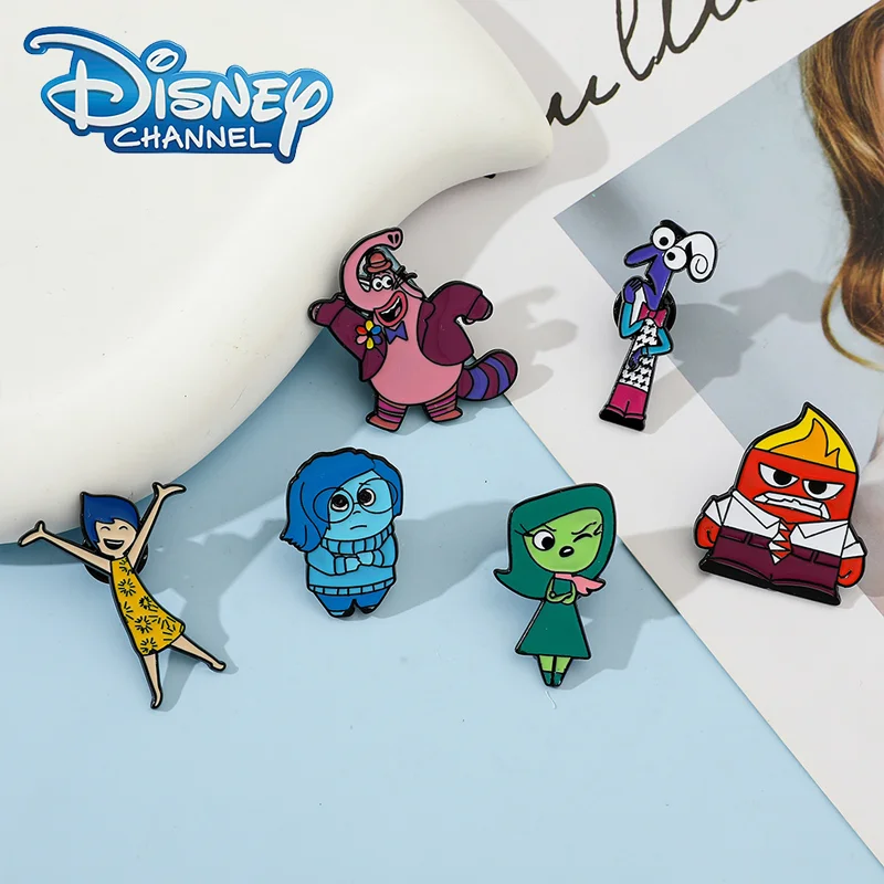 6 Pcs Disney Cute Cartoon Creative Personality Inside Out 2 Metal Badges Film and Television Character Design Alloy Brooch