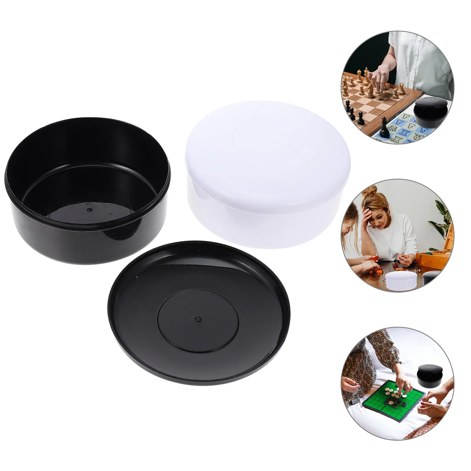 

Plastic Chess Pieces Storage Pot Go Chess Box with Cover Simple Design Easy Carry Space Efficient for Students