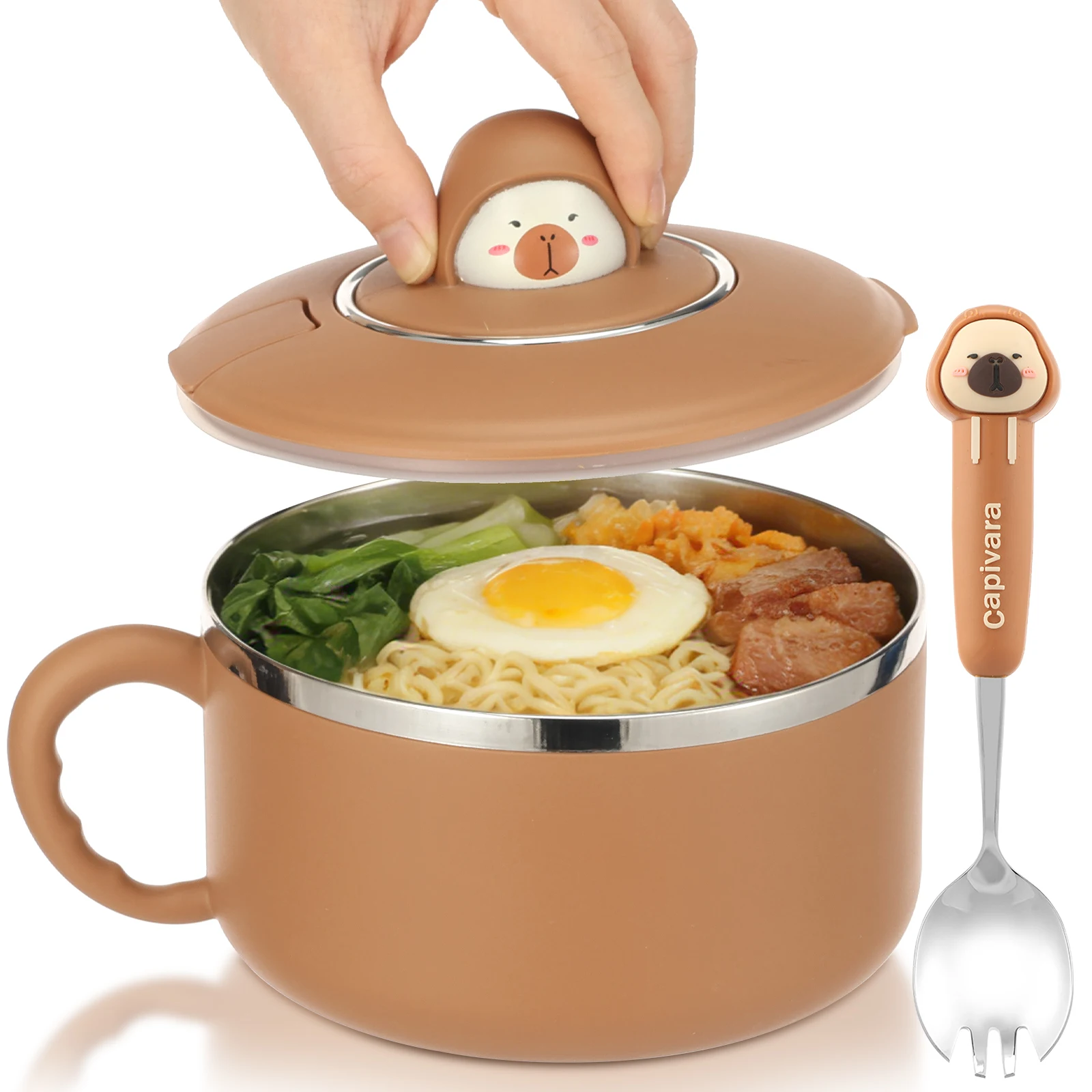 

1200ml Rapid Ramen Bowl With Lid For Instant Noodles Sealed And Portable Drain Bowl Large Capacity Anti-Scald Lunch Box