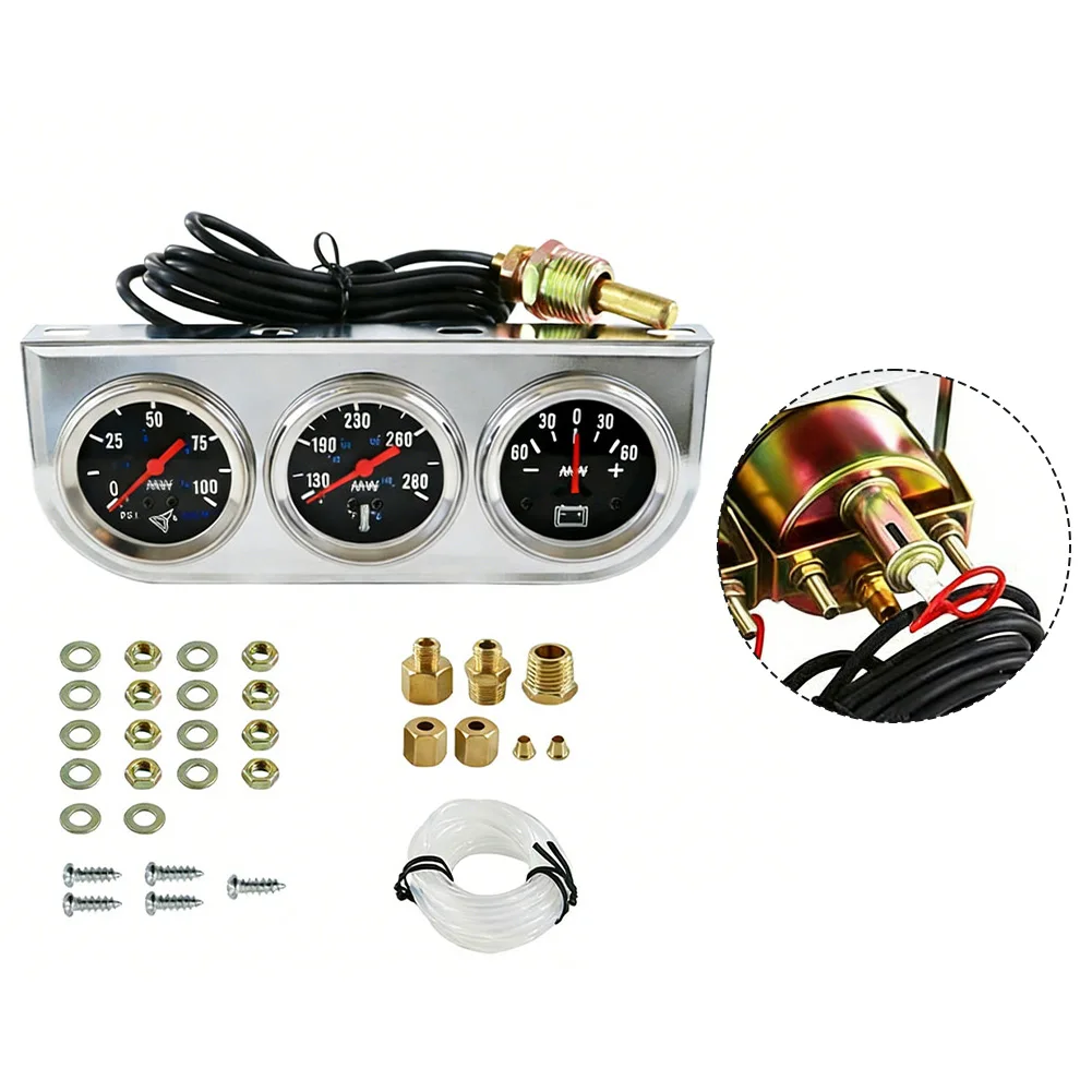 Dashboard Installation 12 24 V 52mm Triple Gauge Hydraulic Temperature Gauge Water Temp Gauge Oil Temperature 50-140 130-280