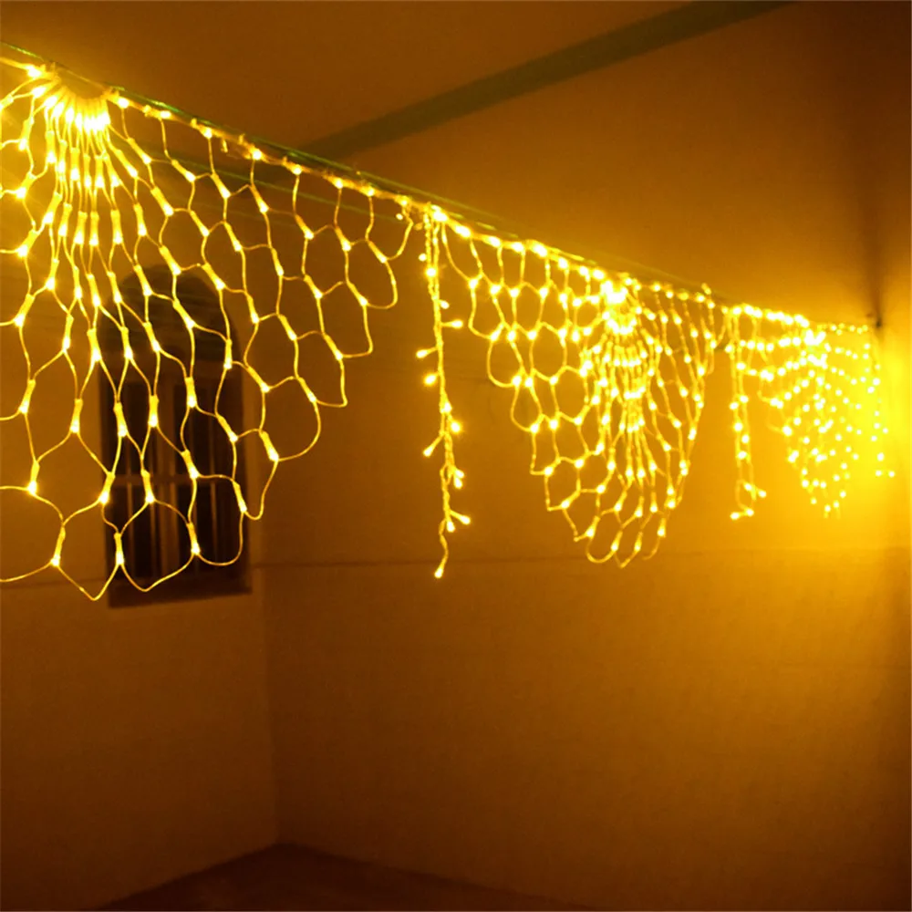 Christmas Mesh Net Fairy String Light Outdoor Curtain Icicle Fairy Decoration Holiday Lighting 404LED 3Meter Peacock AC110V 220