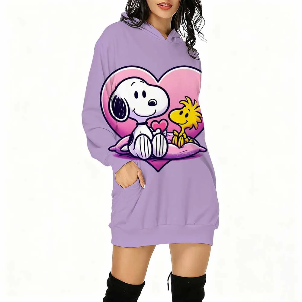 Snoopy cartoon hoodie para meninas em torno do pescoço hoodie para mulheres de manga comprida topo solto casual hoodie casais vestido superior ﻿