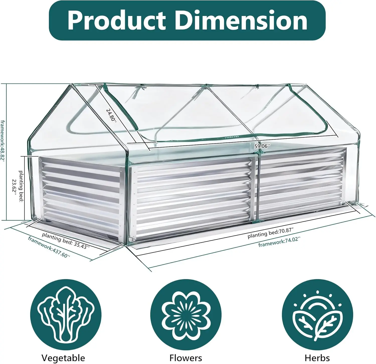 سرير حديقة مرتفع في الهواء الطلق مع غطاء مقاوم للماء لزراعة الخضروات، مجموعة صندوق زراعة مقاوم للبرودة مع شاشة كبيرة واي فاي #3