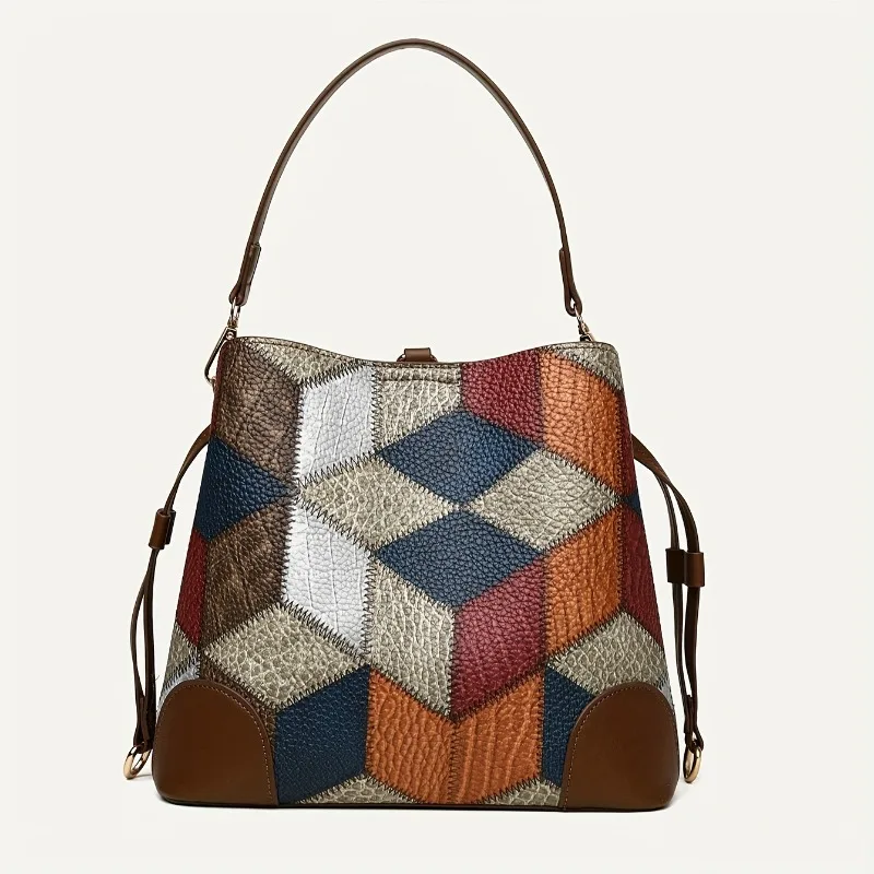 Vintage Umhängetasche für Damen, Kunstleder-Handtasche mit Obergriff und Abnehmbarem Schulterriemen, Große Kapazität Schultertasche – Detail 3