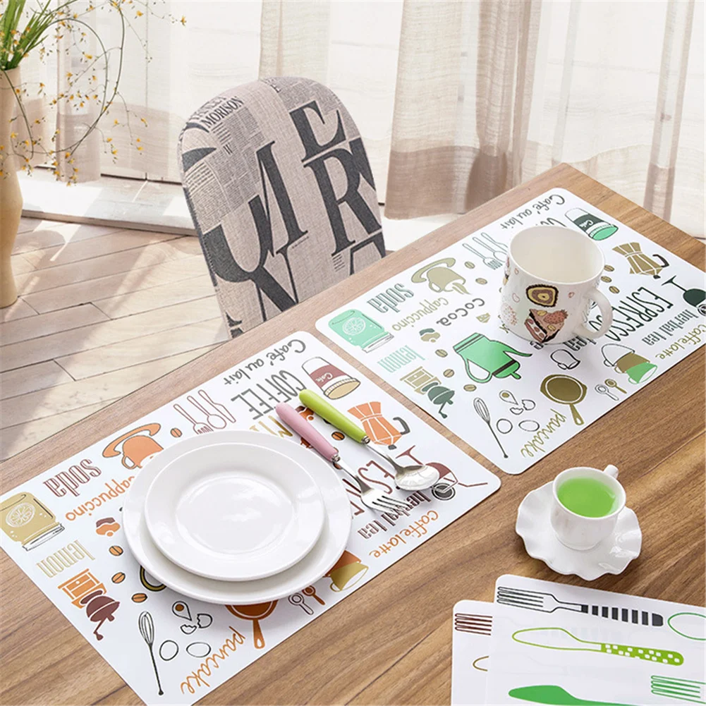 Simple Cartoon Placemat Dining Table Protective Pad Coaster Heat Resistant Cup Mat Coffee Tea Hot Drink Mug Placemat Kitchen