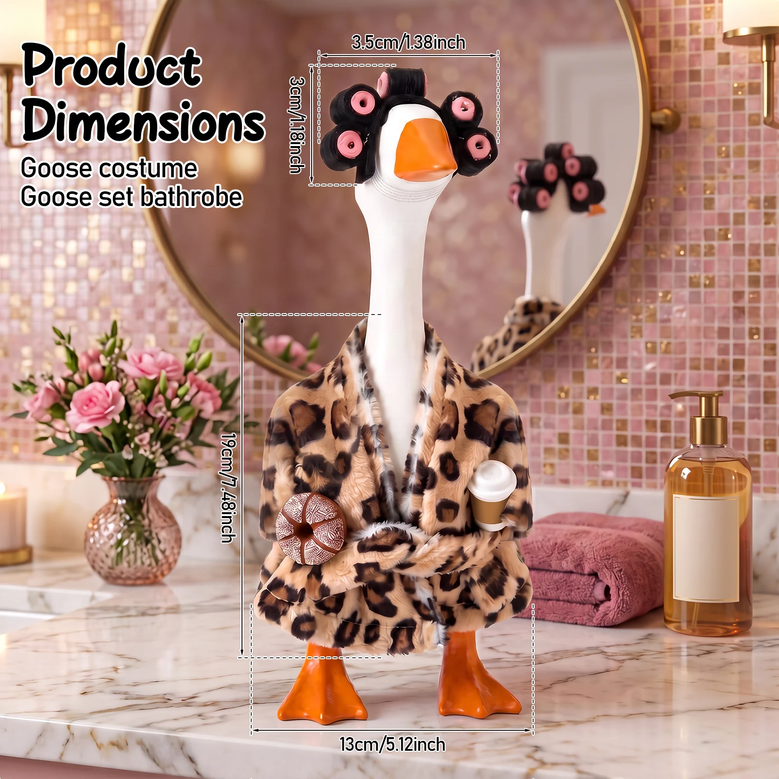 7 Inch Desk Goose Outfit with Curler and Bathrobe for 7 Inch Magnetic Goose Desk Goose Outfit 7 Inch Desk Goose Outfit Reusable