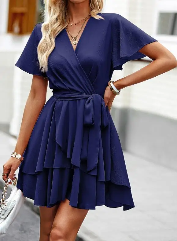 Women's Dress 2026 Spring and Summer Strap Solid Color A-Line Dress Temperament Commuting Retro Elegant Dress