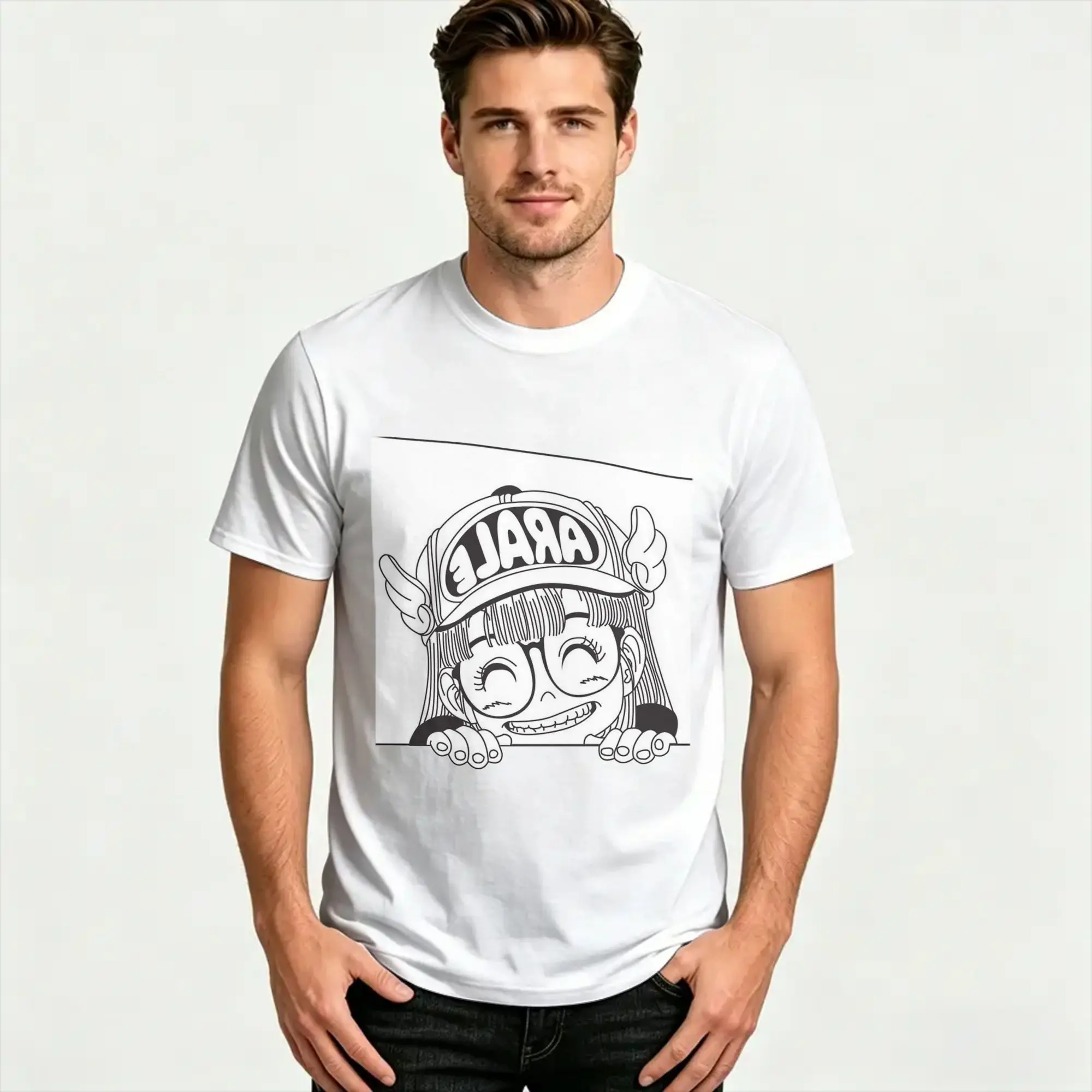 Men Women's T-Shirts Arale is Love Novelty Pure Cotton Tees Short Sleeve Dr Slump Anime  T Shirt Crewneck Clothes Plus Size