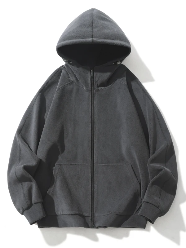 

Модная американская толстовка-кардиган с капюшоном для мужчин, новая зимняя теплая свободная модель с флисовой подкладкой, утолщенная, на молнии, флисовое пальто