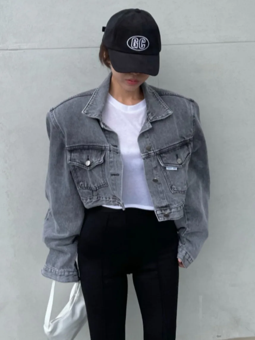 

ort Denim Jaet Women's Loose Design Long Sve Turn-down Collar Casual Outerwear Spring Autumn Faion Street Sle