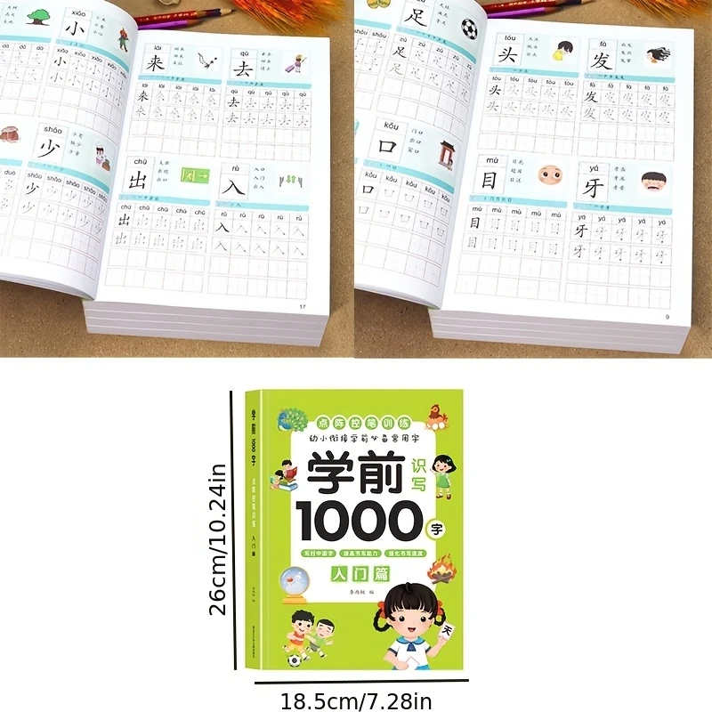 1000 Chinese Characters Writing Workbook, Chinese Character Tracing & Handwriting Practice Book, Dot Matrix Control Pen Training