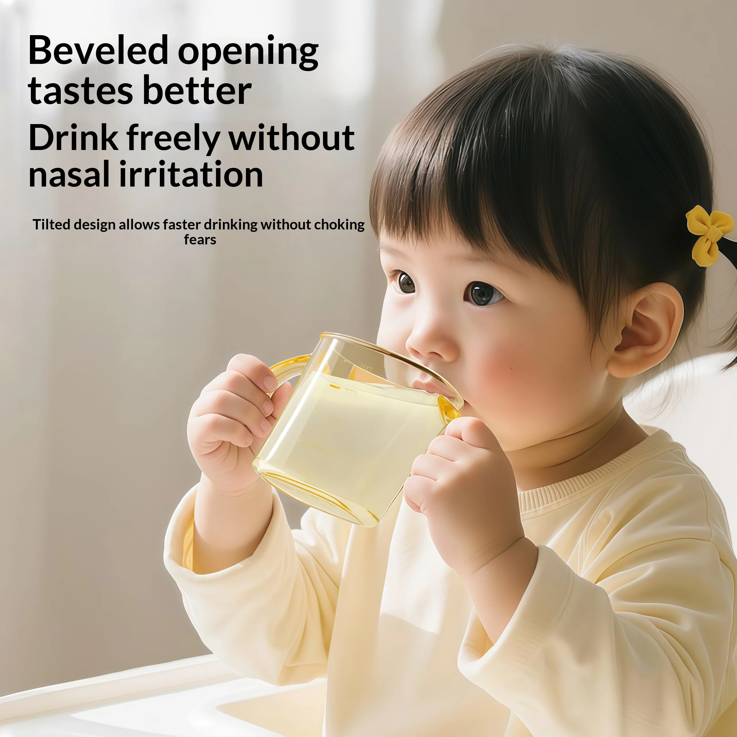 PPSU Kids Water Cup with Soft Silicone Spout – Angled Rim Direct Drink Cup for Toddlers 3+ Years, Milk & Water Training Cup for