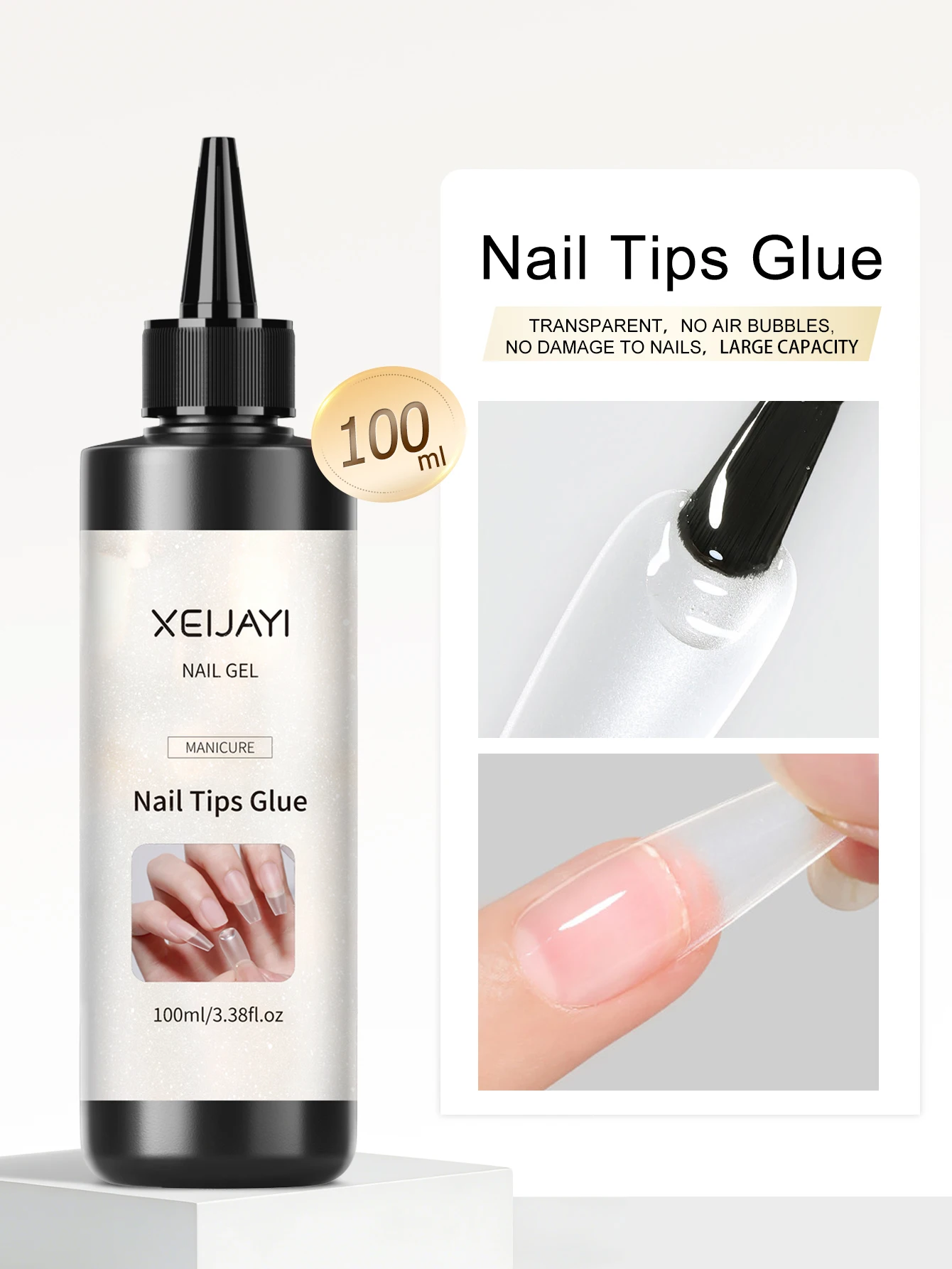 XEIJAYI 1pc 100ml Nail Gel for Acrylic Nails Tips, Gel for Press On Nails, Manicure Tool for Women DIY Home and Salon