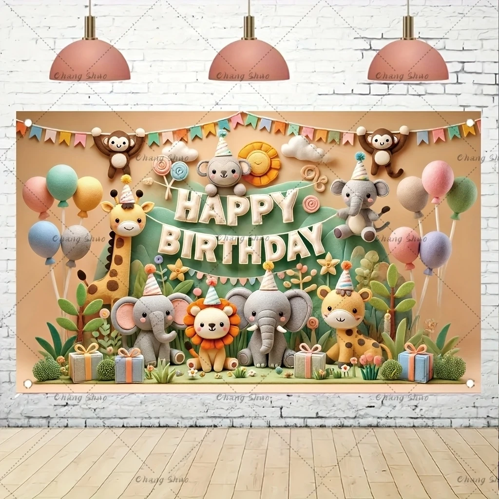 Jungle Animal Safari Party Background Backdrop Wild One 1st Happy Birthday Party Decoration Newborn Baby Shower Photo Background