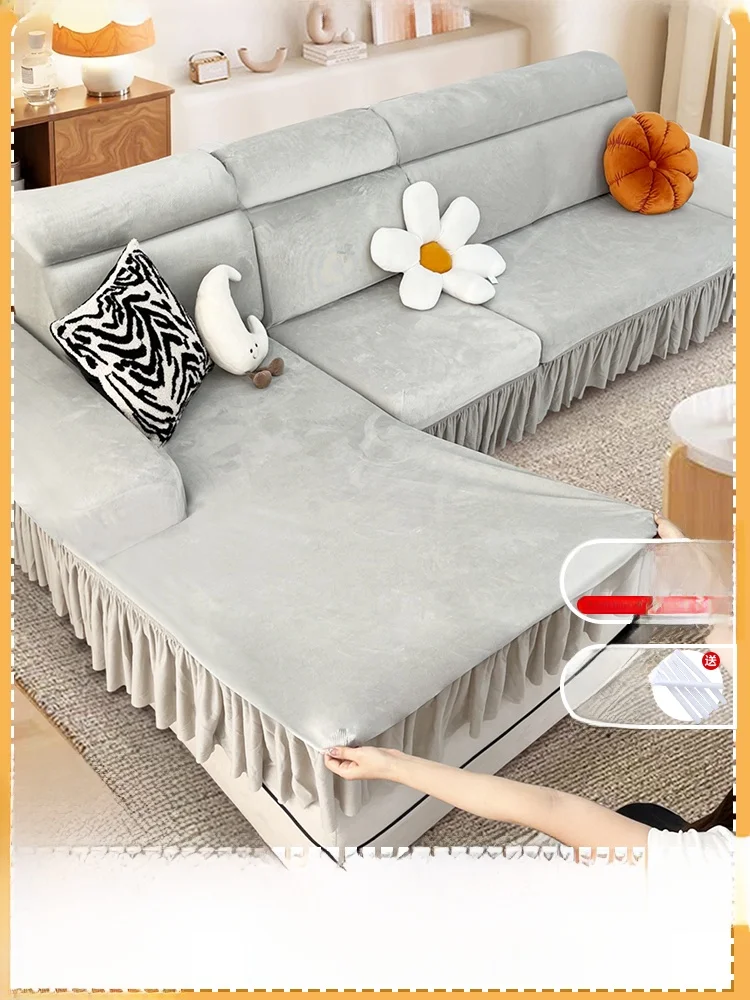 

Thickened Elastic Sofa Cover Full Wrap Protective Cover for Living Room Couch Universal Four Seasons Proof Non-Slip Leather