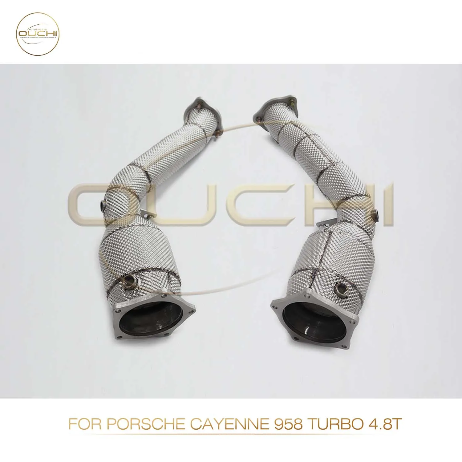 Performance Downpipe for Porsche cayenne Turbo 958 4.8T OUCHI Exhaust System With Heat Shield Stainless steel