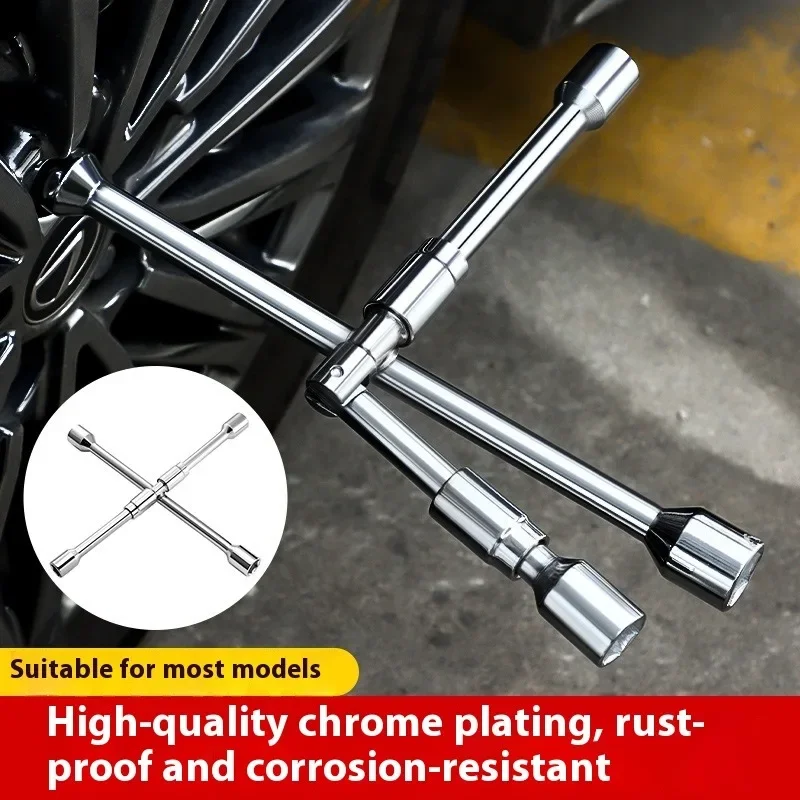 Folding Cross Lug Wrench Car Tire Repair Tool 17 19 21 23mm Labor-Saving Auto Socket Spanner Foldable Wheel Nut Lug Remover